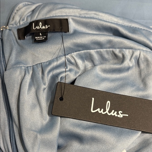 Lulu's Dusty Blue Pleated V-Neck Jumpsuit - Picture 7 of 8